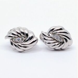 0.2cttw Diamond 14k White Gold And Platinum Adjustable Clip Earrings